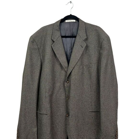 Joseph Abboud Mens Sport Coat Blazer Silk‎ Wool Super 100's Houndstooth Size 48L - Picture 2 of 7